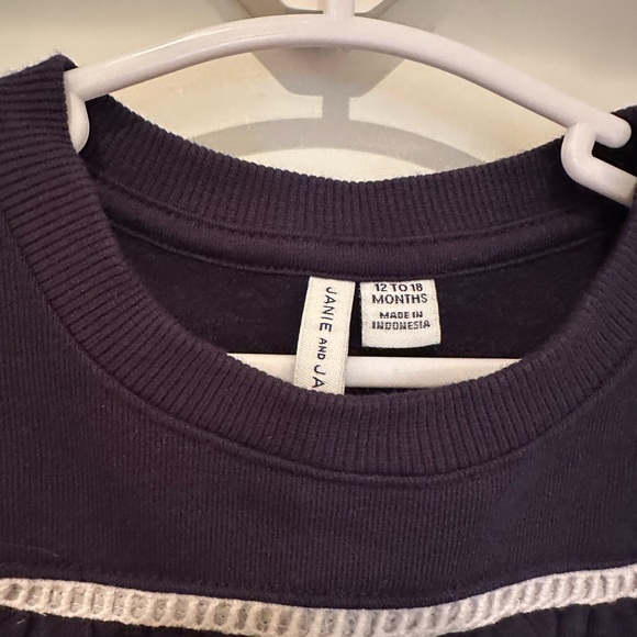 Janie and Jack Navy Blue Baby Girl Ruffle Sweatshirt, 12-18 M - Picture 4 of 4